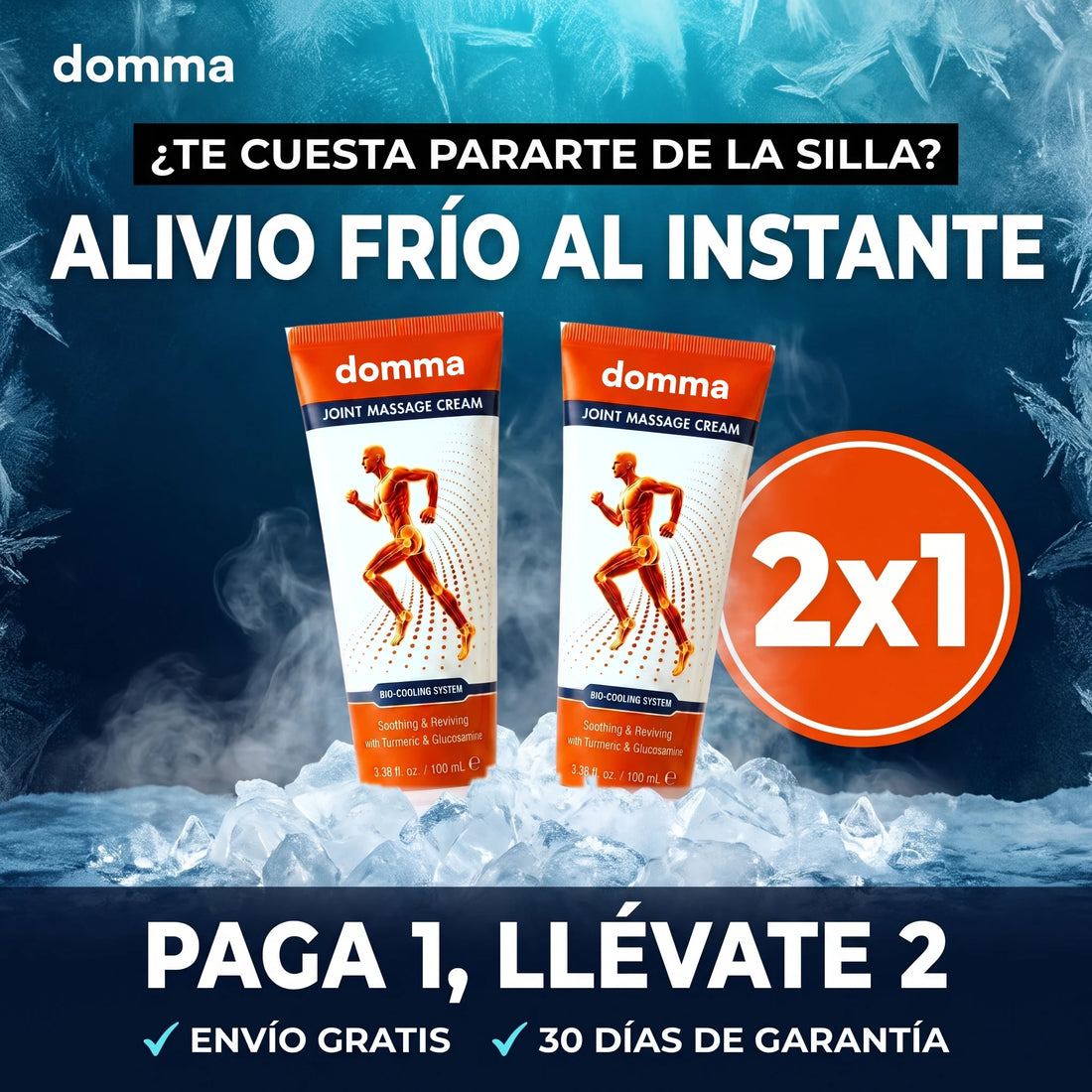 Crema fría para rodillas domma: 2x1, paga 1 y llévate 2, envío gratis y 30 días de garantía