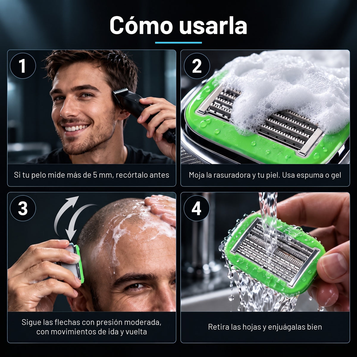 Cómo usar la rasuradora en 4 pasos